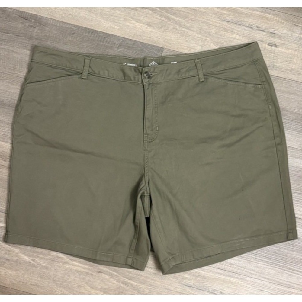 St. John's Bay Women's Plus 24W Olive Stretch Bermuda Shorts